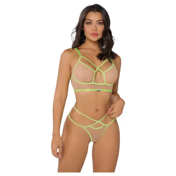 Zôf Rosie - BH- und String-Set mit Neonträgern (hautfarben/grün)