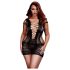BACI Plus Size - Schnür-Minikleid mit kurzen Ärmeln - Schwarz (XL-XXL)