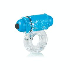   Screaming Color Pop - Vibrations-Penisring (transparent-blau) mit herausnehmbarem Minivibrator