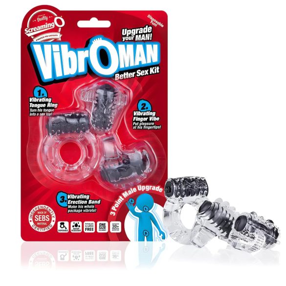 Screaming Vibroman - Vibrations-Penisring-Set (schwarz)
