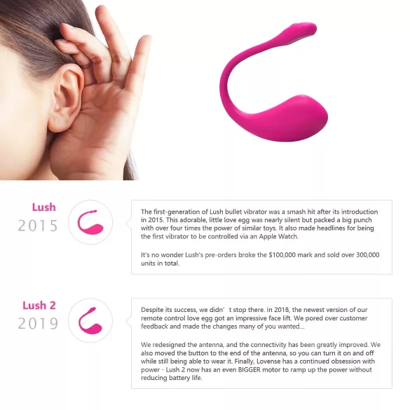 Lovense Lush 2 - App-gesteuertes Vibroei (Pink)