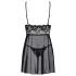Obsessive Idillia - leichtes, spitzenbesetztes Nachtkleid und String (schwarz)