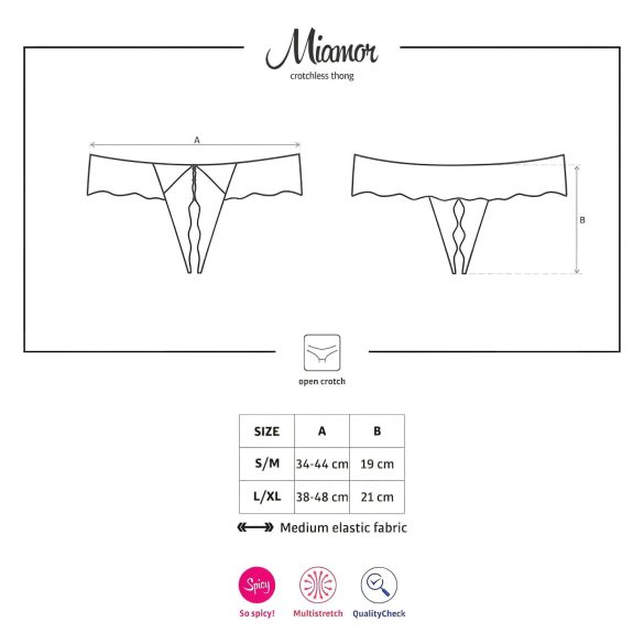 Obsessive Miamor - Steinverzierte, offene Damen-Spitzenstring (schwarz)