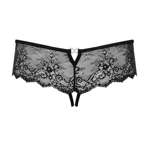 Obsessive Merossa - Strass, offener Damenstring - Schwarz
