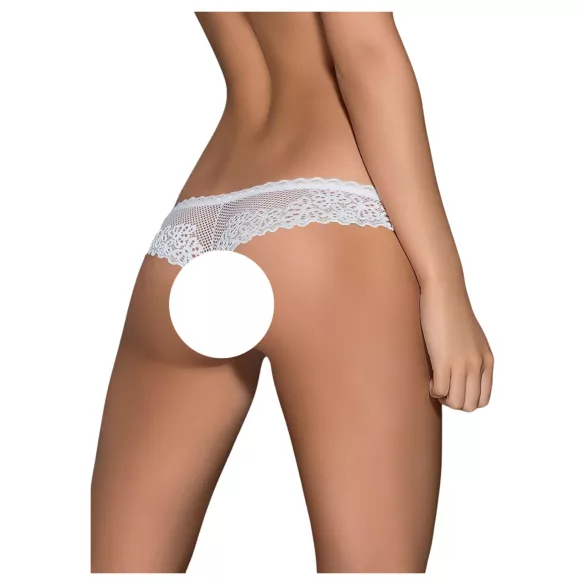 Obsessive Alabastra - Blumen Tanga mit Schleife - Weiß