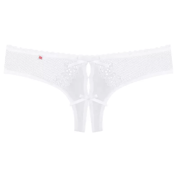 Obsessive Alabastra - Blumen Tanga mit Schleife - Weiß