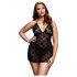 BACI Plus Size - Spitzen-Babydoll, Nackenband - Schwarz (XL-XXL)