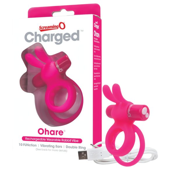 Screaming O Ohare - Akku-Vibrationsring mit Häschen (Pink)