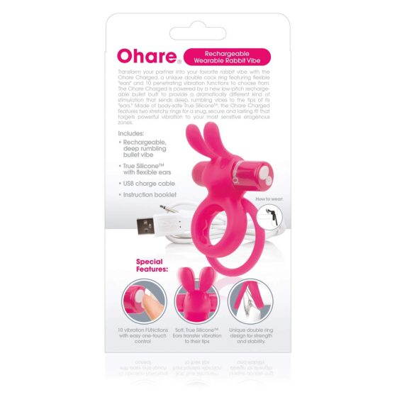 Screaming O Ohare - akkubetriebener, hasenförmiger, vibrierender Penisring (Pink)