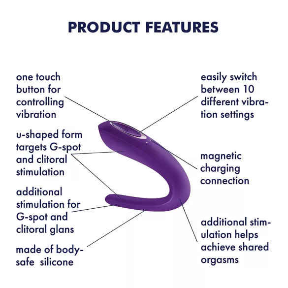 Satisfyer Double Classic - wasserdichter, wiederaufladbarer Paarvibrator (lila)