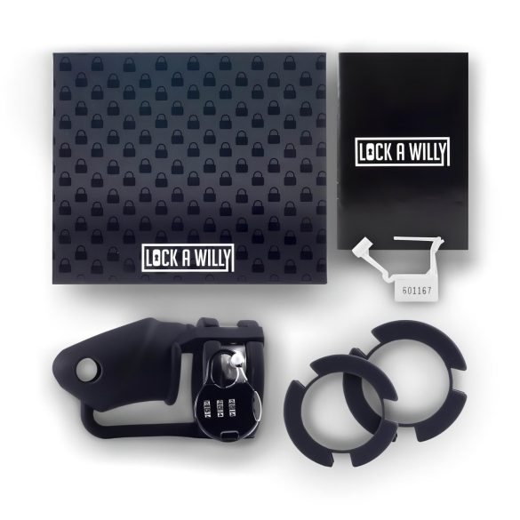 LOCK A WILLY - Silikon-Peniskäfig mit Schloss (schwarz)