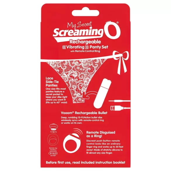 Screaming O Höschen Set - Vibrierender Slip - Rot (S-L)