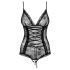 Obsessive Slevika - Schnür-Body aus Spitze mit offenem Design (schwarz) - L/XL