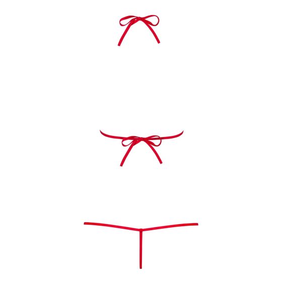 Obsessive Luiza - Tulpenmuster Body mit Trägern - Rot (S/M)