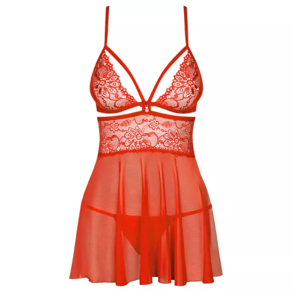 Obsessive 838-BAB-3 - pikante Spitzen-Babydoll und String (rot) - L/XL