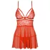 Obsessive 838-BAB-3 - pikante Spitzen-Babydoll und String (rot) - L/XL