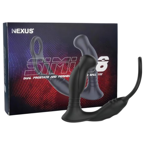 Nexus Simul8 - Vibrations-Penisring mit Anal-Dildo (Schwarz)