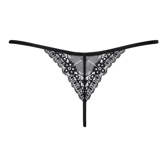 Obsessive Intensa - Riemen-Spitzen-Tanga (schwarz)
