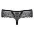Obsessive Miamor - Damen-Spitzentanga mit Schmuckstein (schwarz) - L/XL