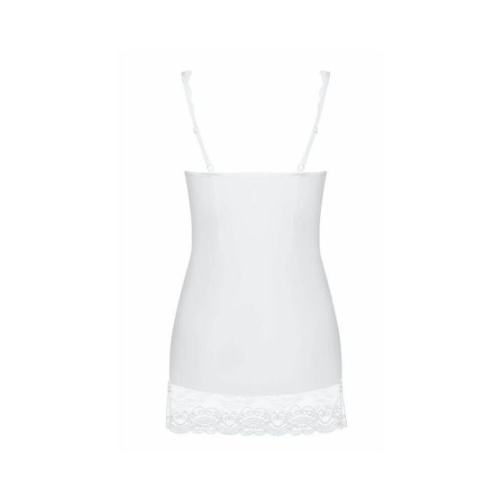 Obsessive Miamor - weißes, Spitzen-Nachtwäsche mit Strasssteinen und String (weiß) - L/XL