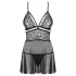 Obsessive 838-BAB-1 - transparenter, spitzen Babydoll-Set (schwarz) - L/XL