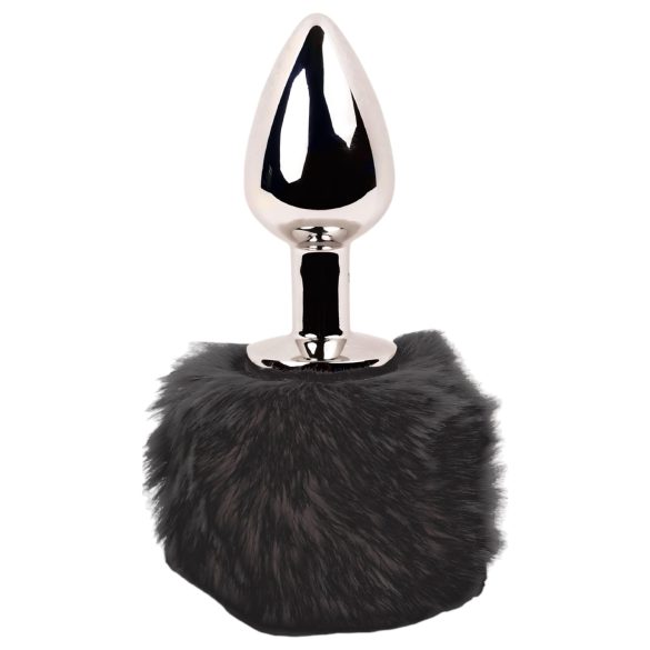 / FEELZTOYS Bunny Tails - Metall Analplug mit Hasenschwanz (Silber-Schwarz)