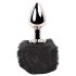 / FEELZTOYS Bunny Tails - Metall Analplug mit Hasenschwanz (Silber-Schwarz)