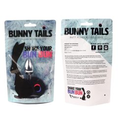   FEELZTOYS Bunny Tails - Metall-Analdildo mit Hasenschwänzen (silber-schwarz)