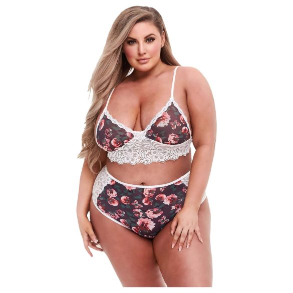 Baci Plus Size - Blumen- und Spitzen-BH-Set