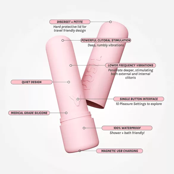 Vush Pop Gloss - Akkus wasserdichter Mini-Vibrator (pink)